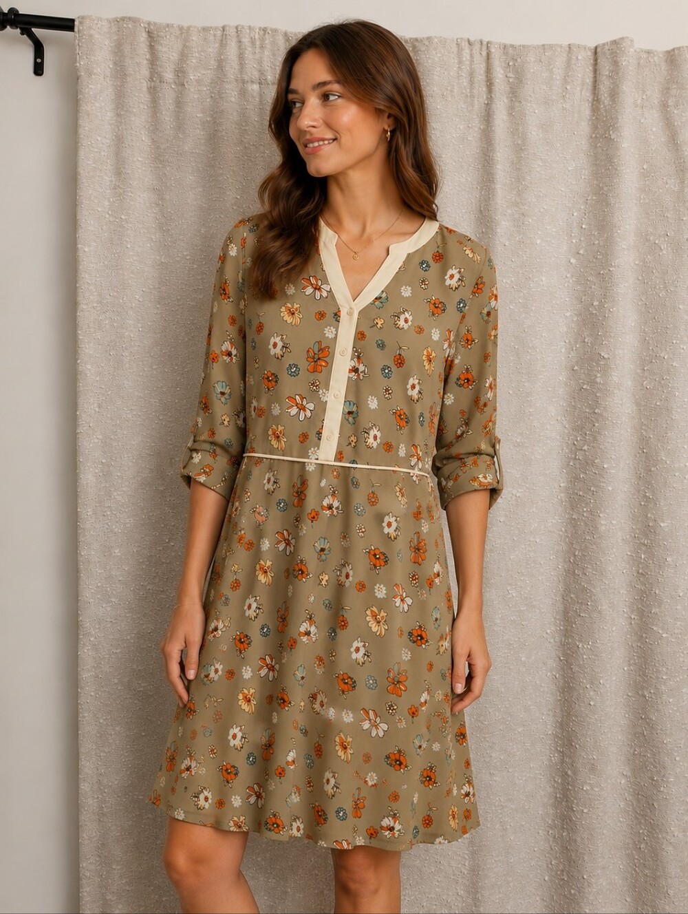 DownEast Cottagecore Boho Chic Earth Toned Palett With Ditsy Floral Print Size 4